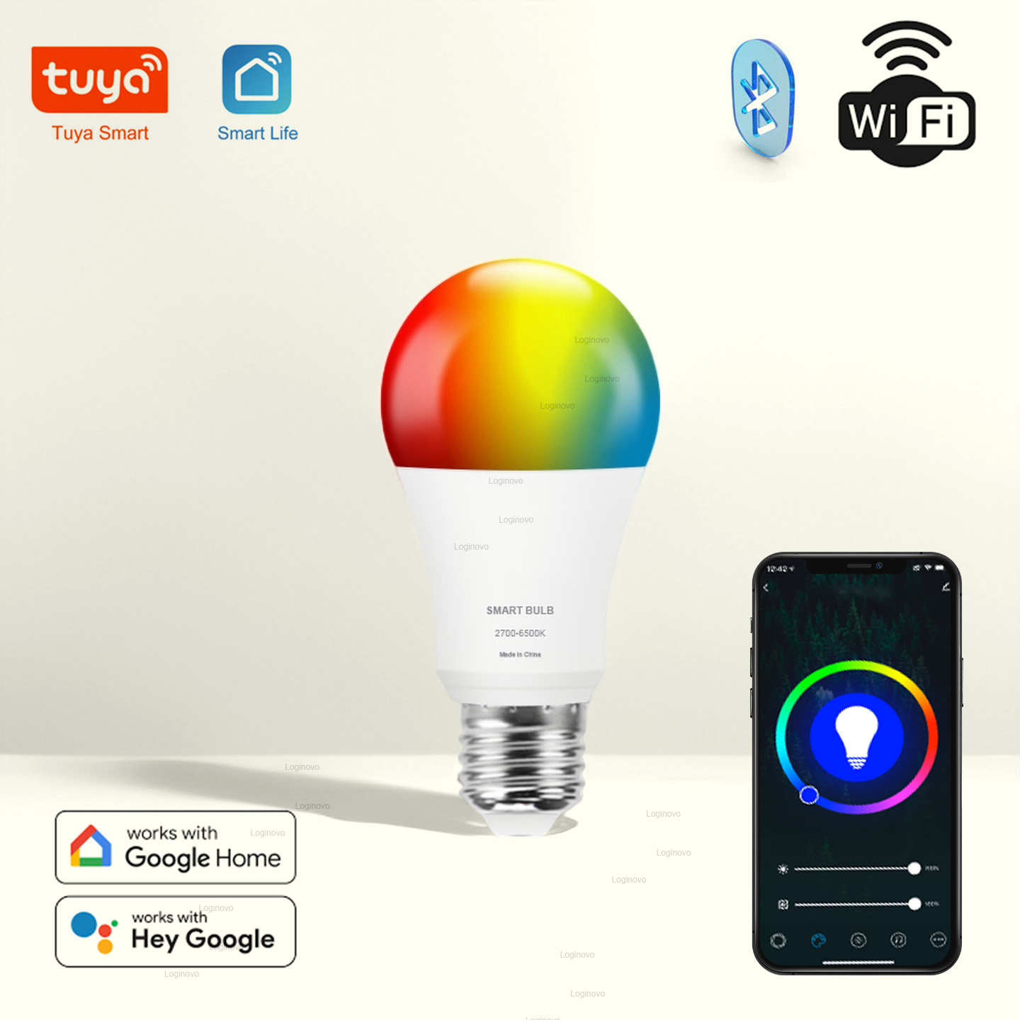 Home Decor Free App - Tuya LED Gloeilamp Bluetooth/WiFi E27 RGBCW